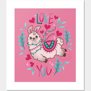 Love llama valentine Posters and Art